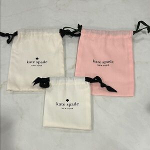 Lot of 3 Kate Spade Cream and Pink Jewelry Pouches Never Used‎